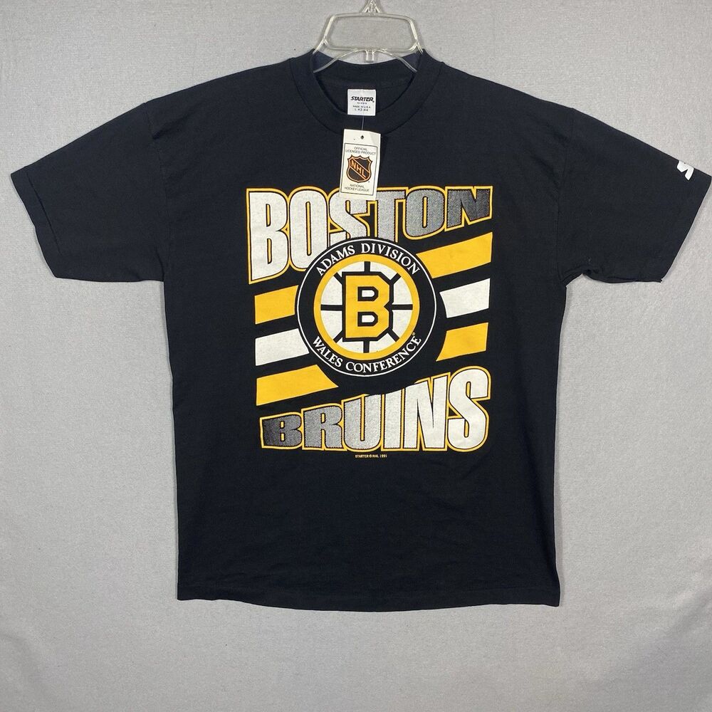 Vintage 91 Boston Bruins Starter TShirt NHL Single Stitch Black‎ Made in US M